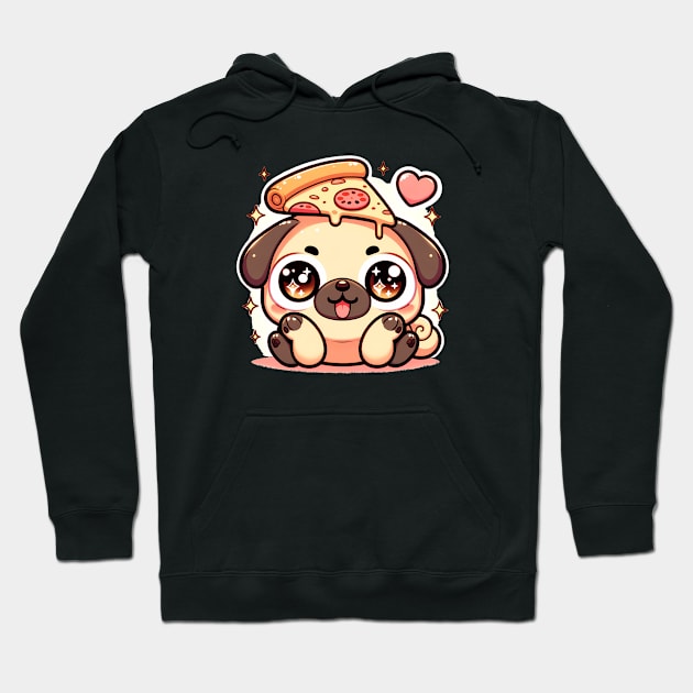 Pizza Cute Pug Dog Lover Hoodie by dukito